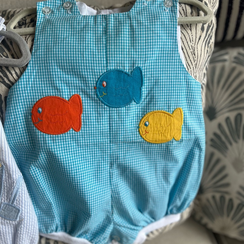 Colorful Fish Embroidered Kids Romper